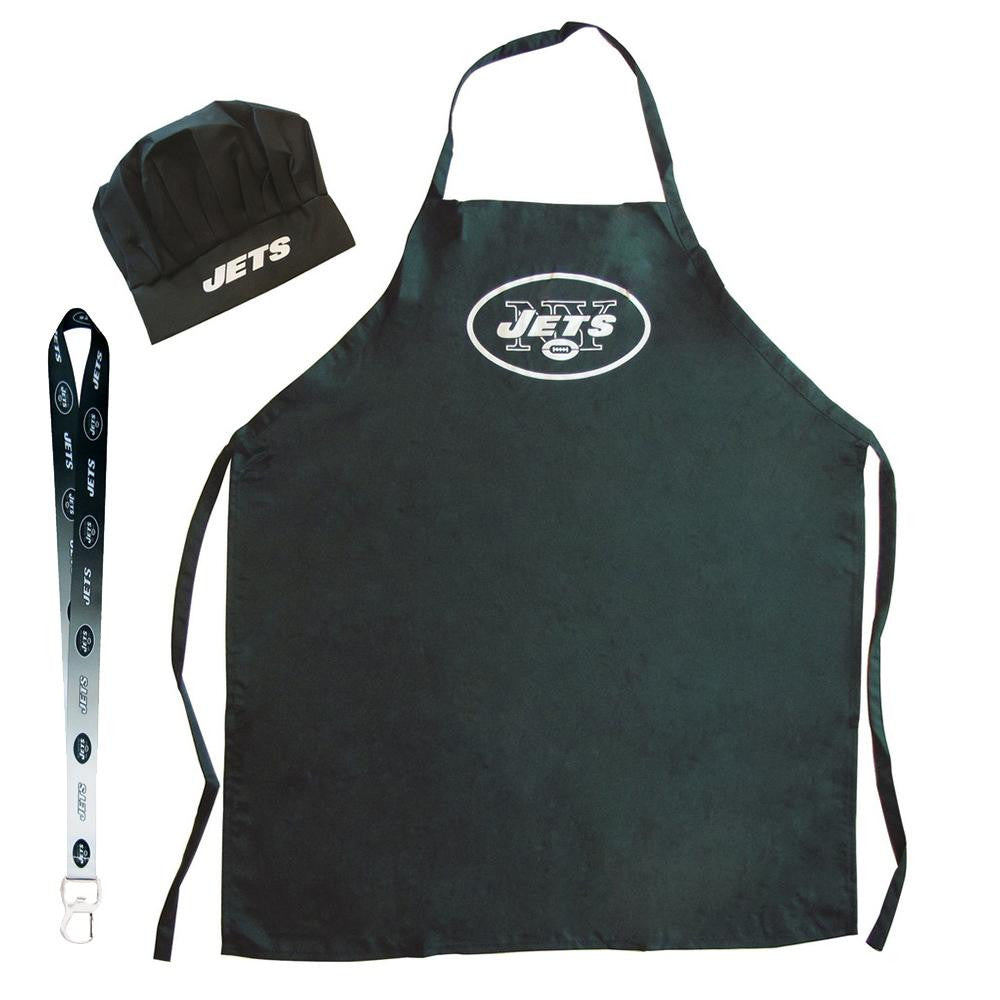 New York Jets NFL Barbeque Apron and Chef's Hat with Bottle Opener