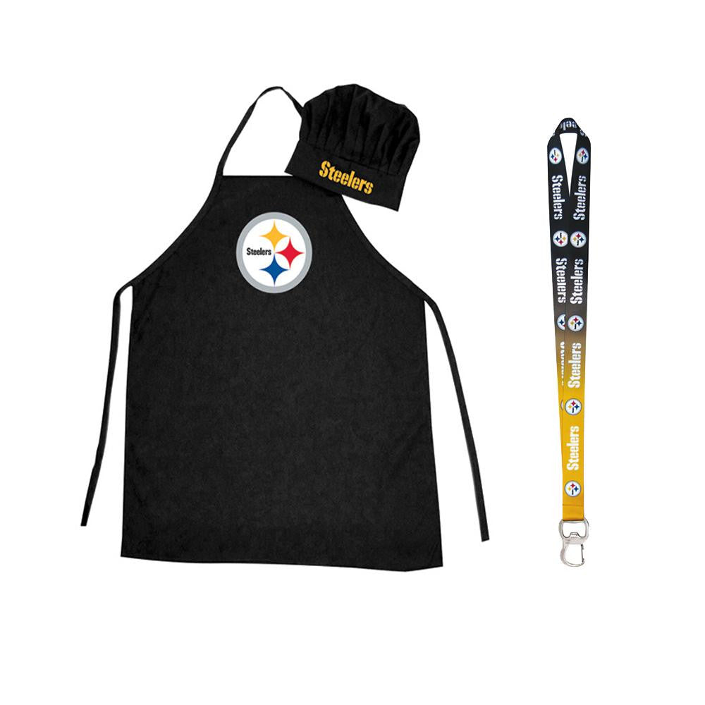 Pittsburgh Steelers NFL Barbeque Apron and Chef's Hat with Bottle Opener