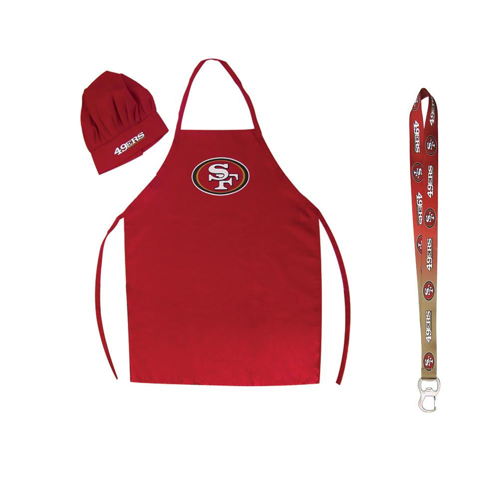 San Francisco 49ers NFL Barbeque Apron and Chef's Hat with Bottle Opener