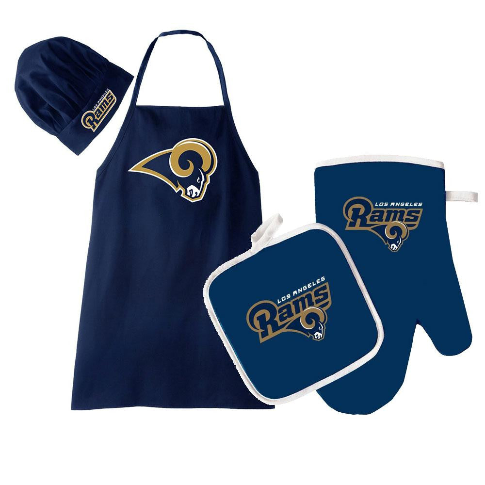 Los Angeles Rams NFL Barbeque Apron, Chef's Hat and Pot Holder Deluxe Set