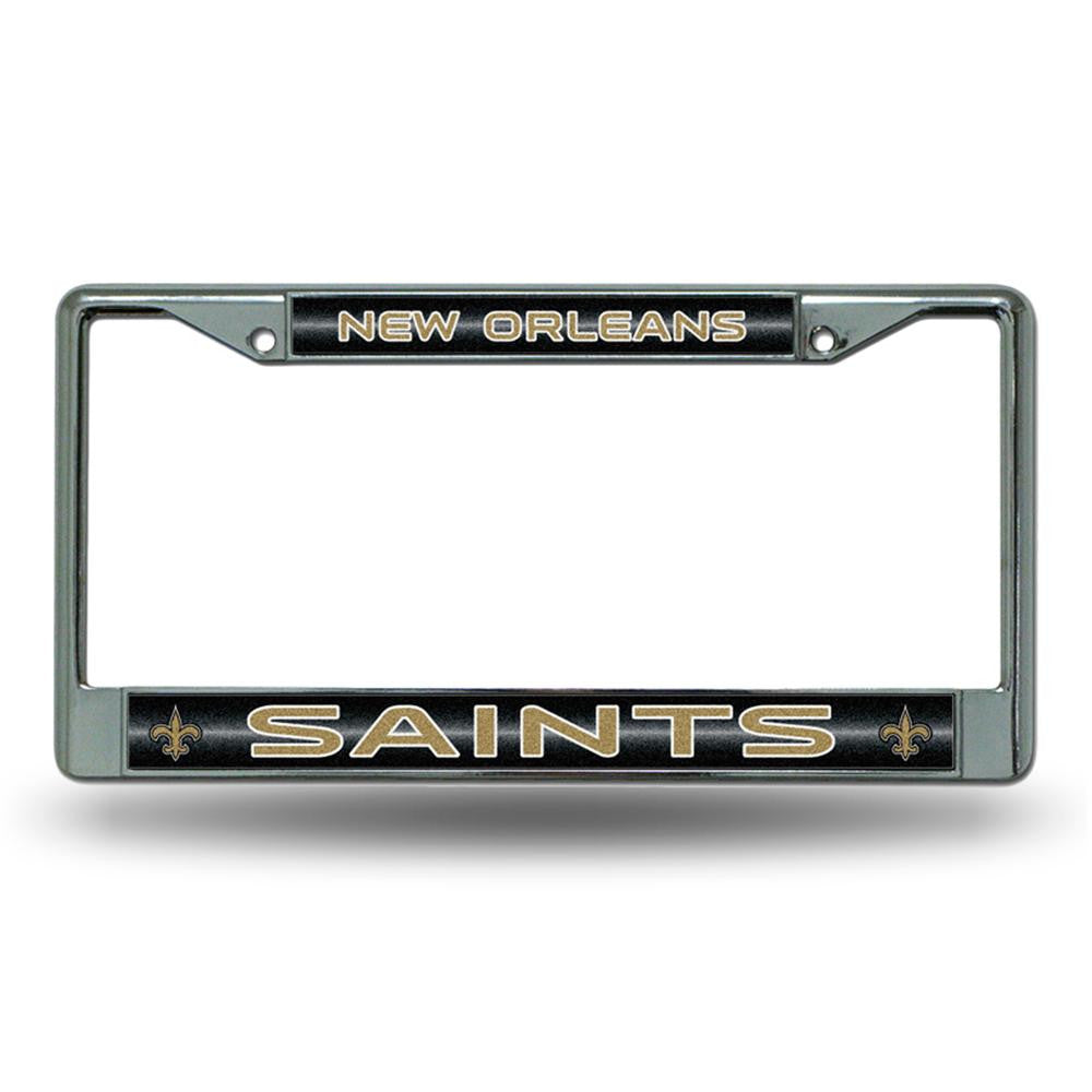 New Orleans Saints NFL Bling Glitter Chrome License Plate Frame