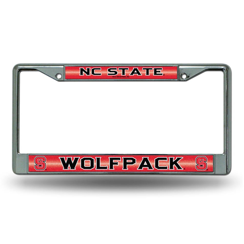 North Carolina State Wolfpack NCAA Bling Glitter Chrome License Plate Frame