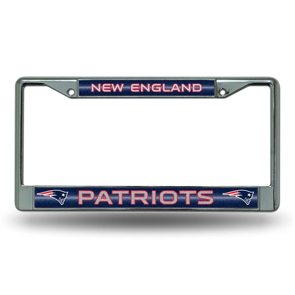New England Patriots NFL Bling Glitter Chrome License Plate Frame