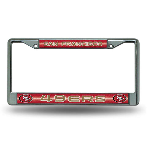 San Francisco 49ers NFL Bling Glitter Chrome License Plate Frame