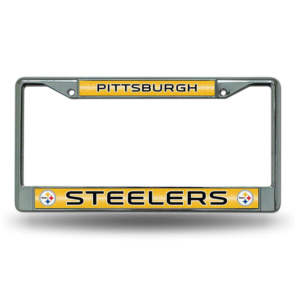 Pittsburgh Steelers NFL Bling Glitter Chrome License Plate Frame