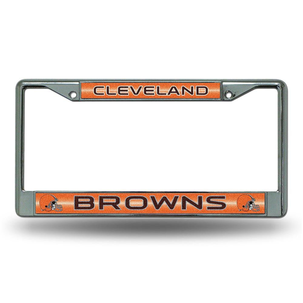 Cleveland Browns NFL Bling Glitter Chrome License Plate Frame