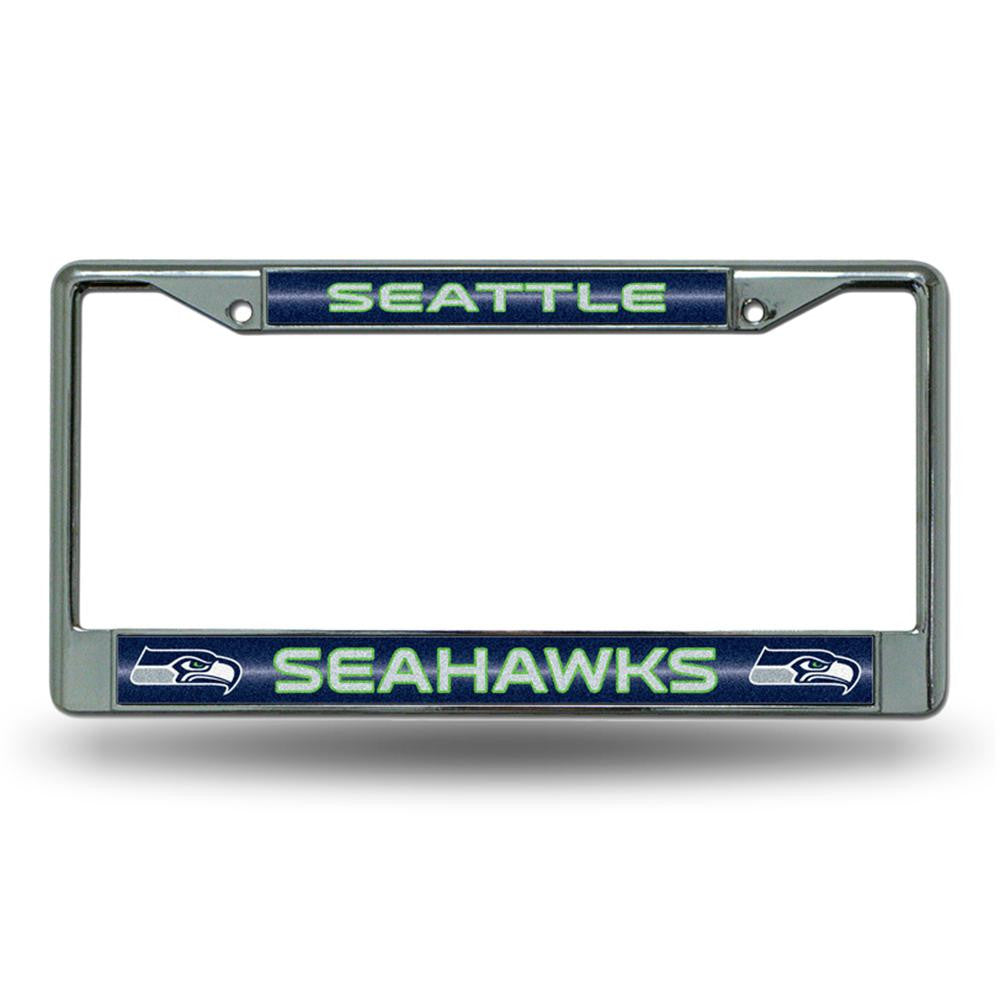 Seattle Seahawks NFL Bling Glitter Chrome License Plate Frame