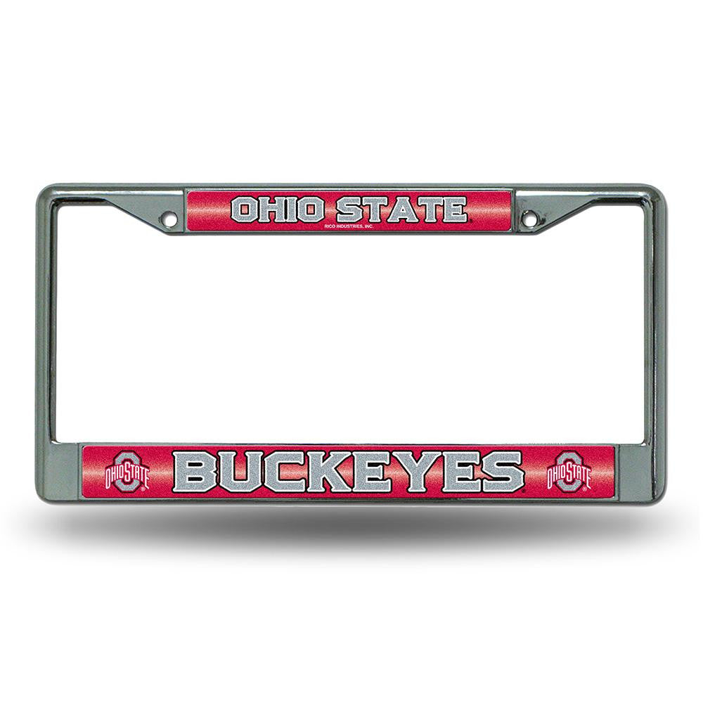 Ohio State Buckeyes NCAA Bling Glitter Chrome License Plate Frame
