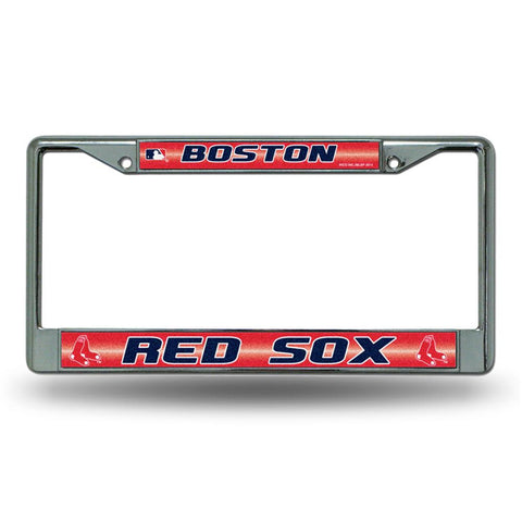 Boston Red Sox MLB Bling Glitter Chrome License Plate Frame