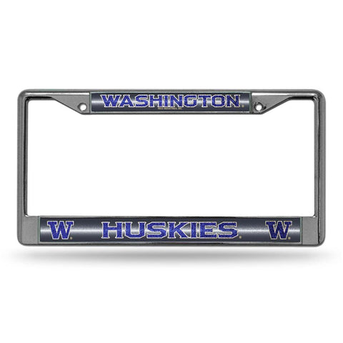 Washington Huskies NCAA Bling Glitter Chrome License Plate Frame