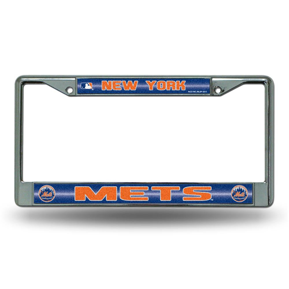 New York Mets MLB Bling Glitter Chrome License Plate Frame