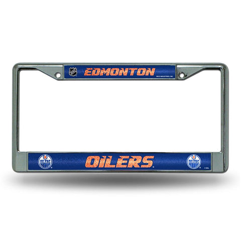 Edmonton Oilers NHL Bling Glitter Chrome License Plate Frame