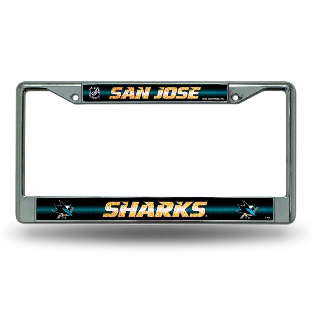San Jose Sharks NHL Bling Glitter Chrome License Plate Frame