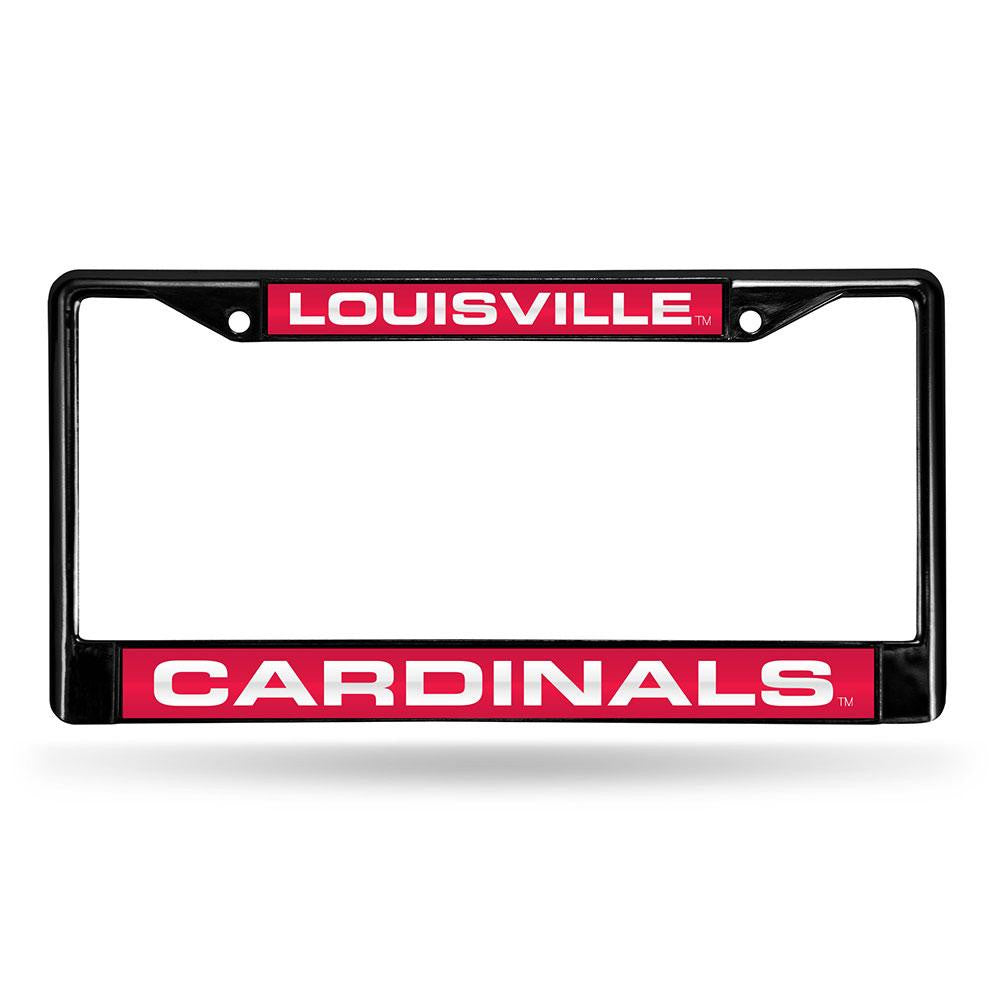 Louisville Cardinals NCAA Black Chrome Laser Cut License Plate Frame