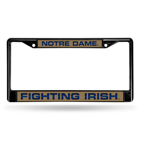 Notre Dame Fighting Irish NCAA Black Chrome Laser Cut License Plate Frame