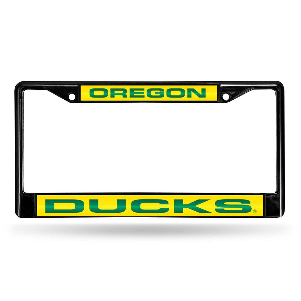 Oregon Ducks NCAA Black Chrome Laser Cut License Plate Frame