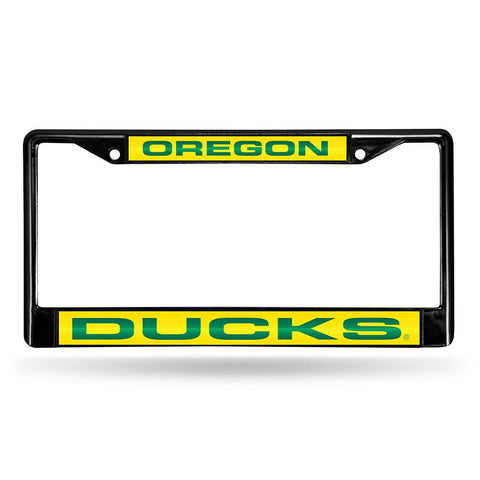 Oregon Ducks NCAA Black Chrome Laser Cut License Plate Frame