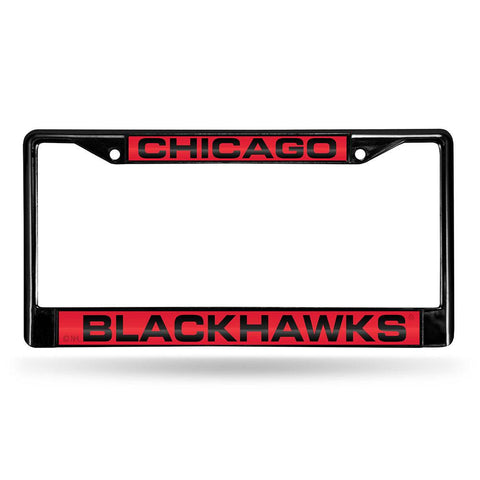 Chicago Blackhawks NHL Laser Cut Black License Plate Frame