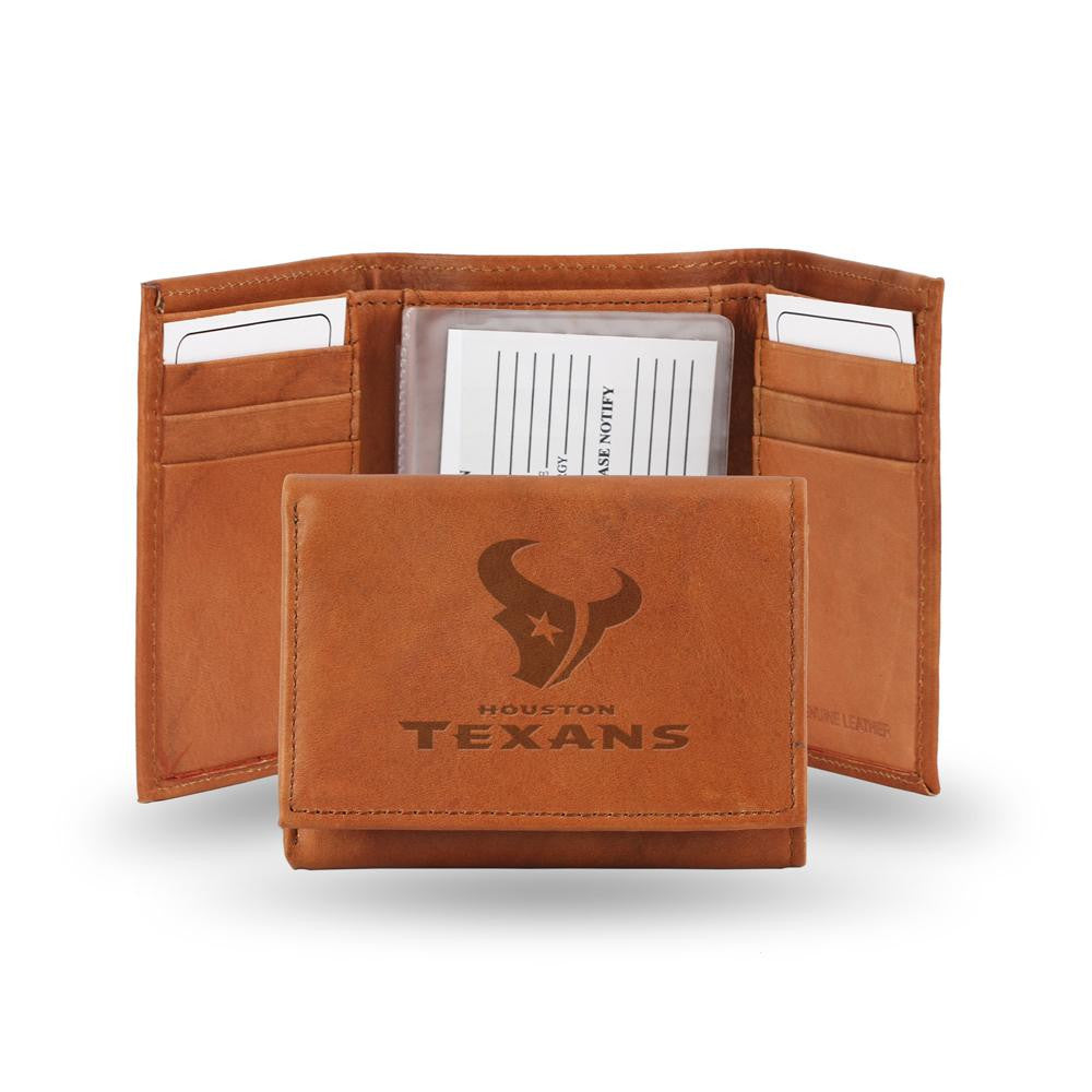 Houston Texans NFL Tri-Fold Wallet (Pecan Cowhide)