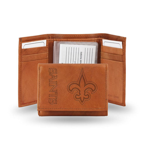 New Orleans Saints NFL Tri-Fold Wallet (Pecan Cowhide)