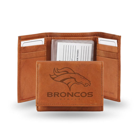 Denver Broncos NFL Tri-Fold Wallet (Pecan Cowhide)