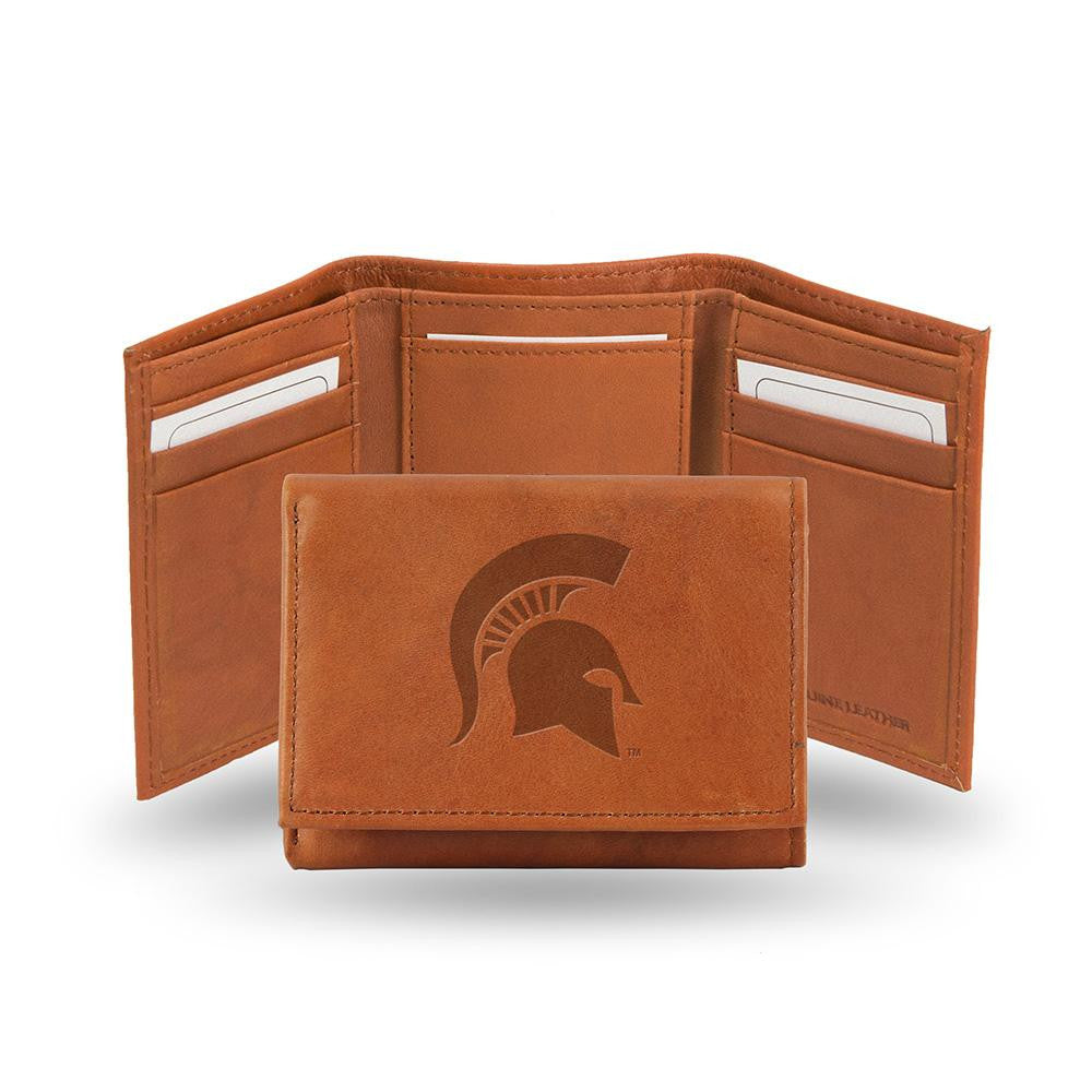 Michigan State Spartans  Tri-Fold Wallet (Pecan Cowhide)