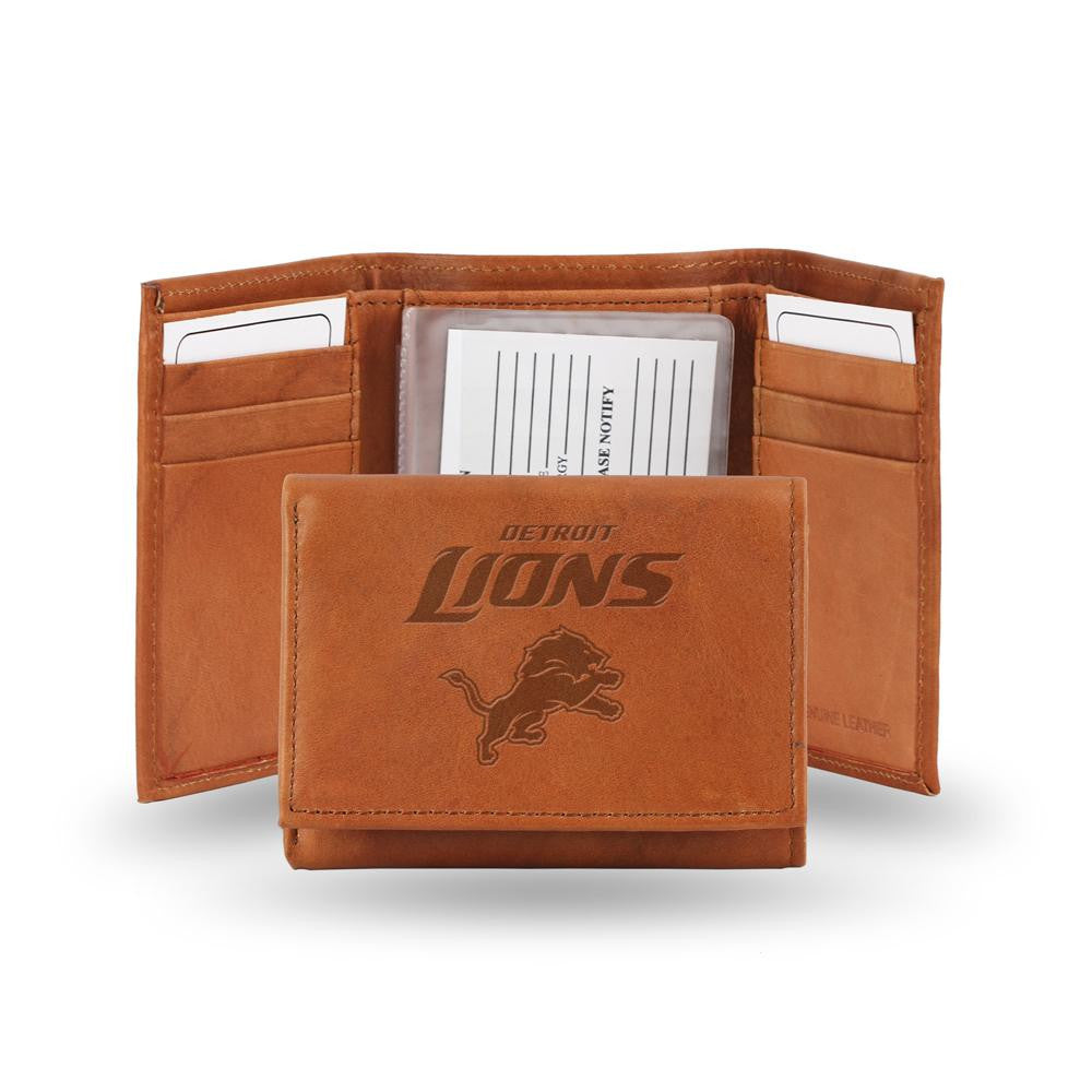 Detroit Lions NFL Tri-Fold Wallet (Pecan Cowhide)