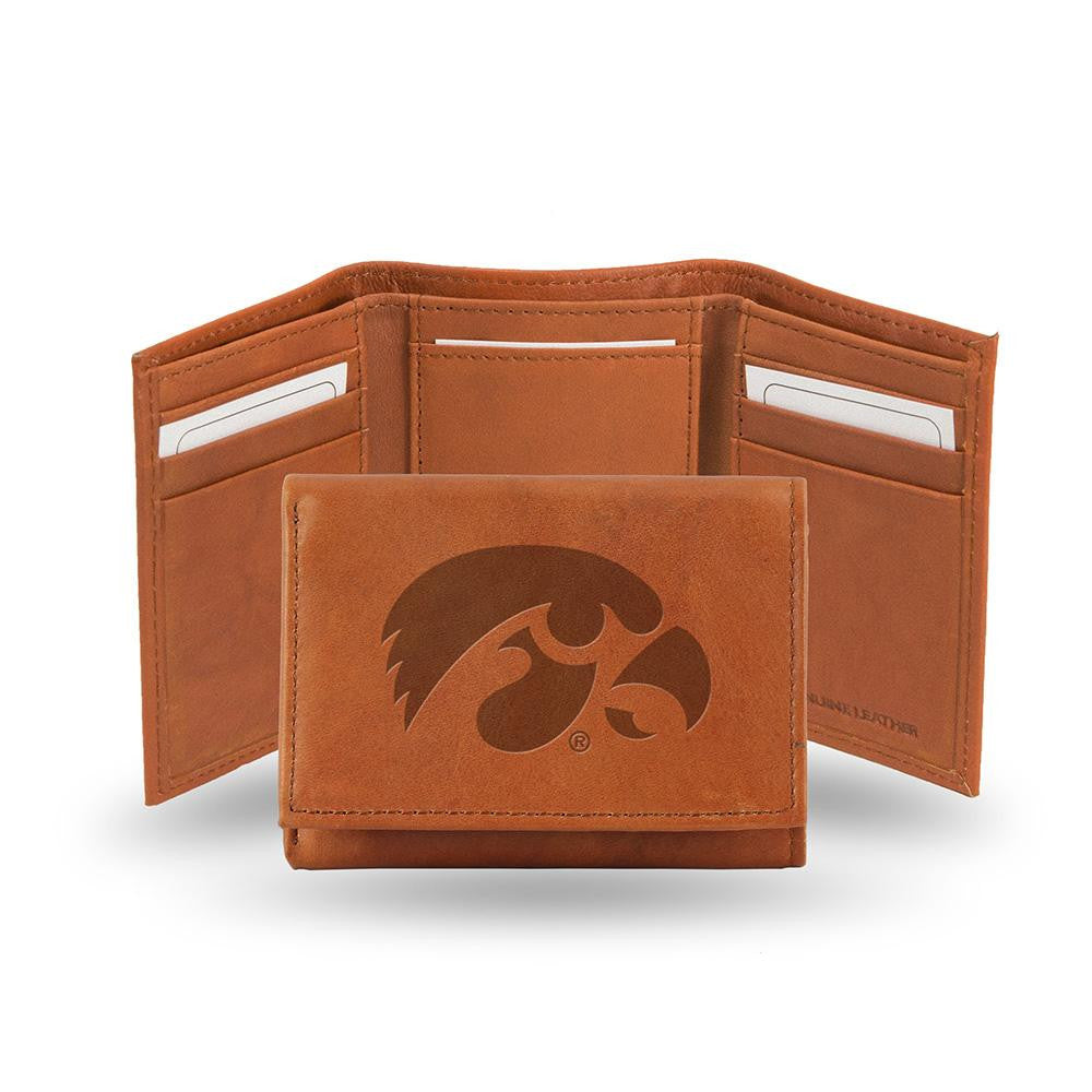 Iowa Hawkeyes  Tri-Fold Wallet (Pecan Cowhide)