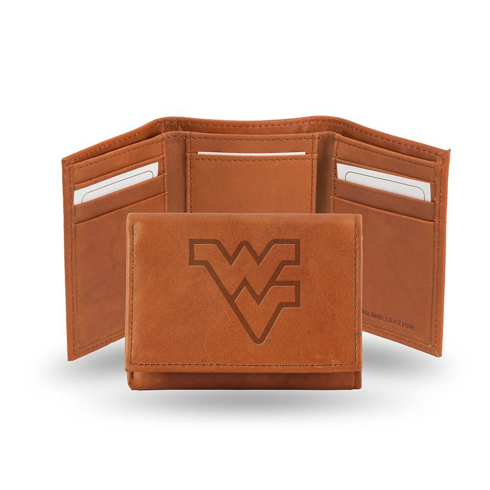West Virginia Mountaineers  Tri-Fold Wallet (Pecan Cowhide)