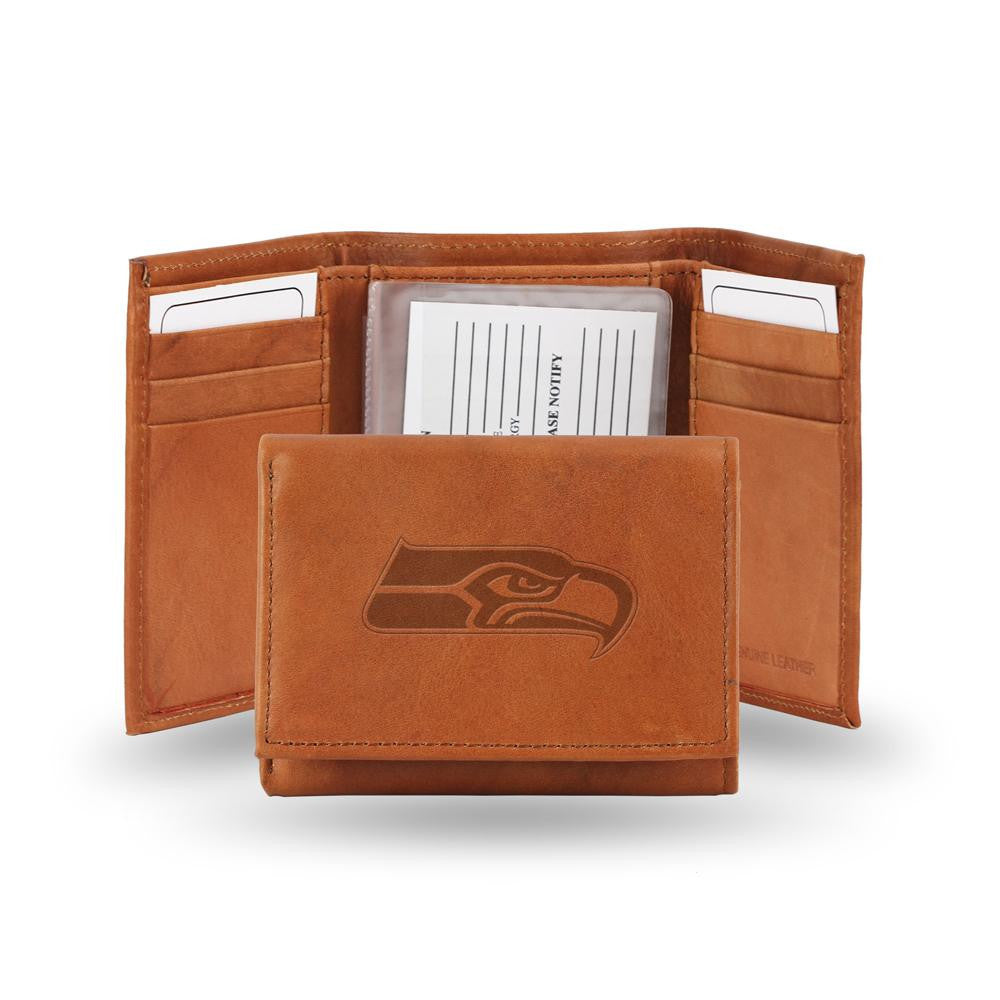 Seattle Seahawks NFL Tri-Fold Wallet (Pecan Cowhide)