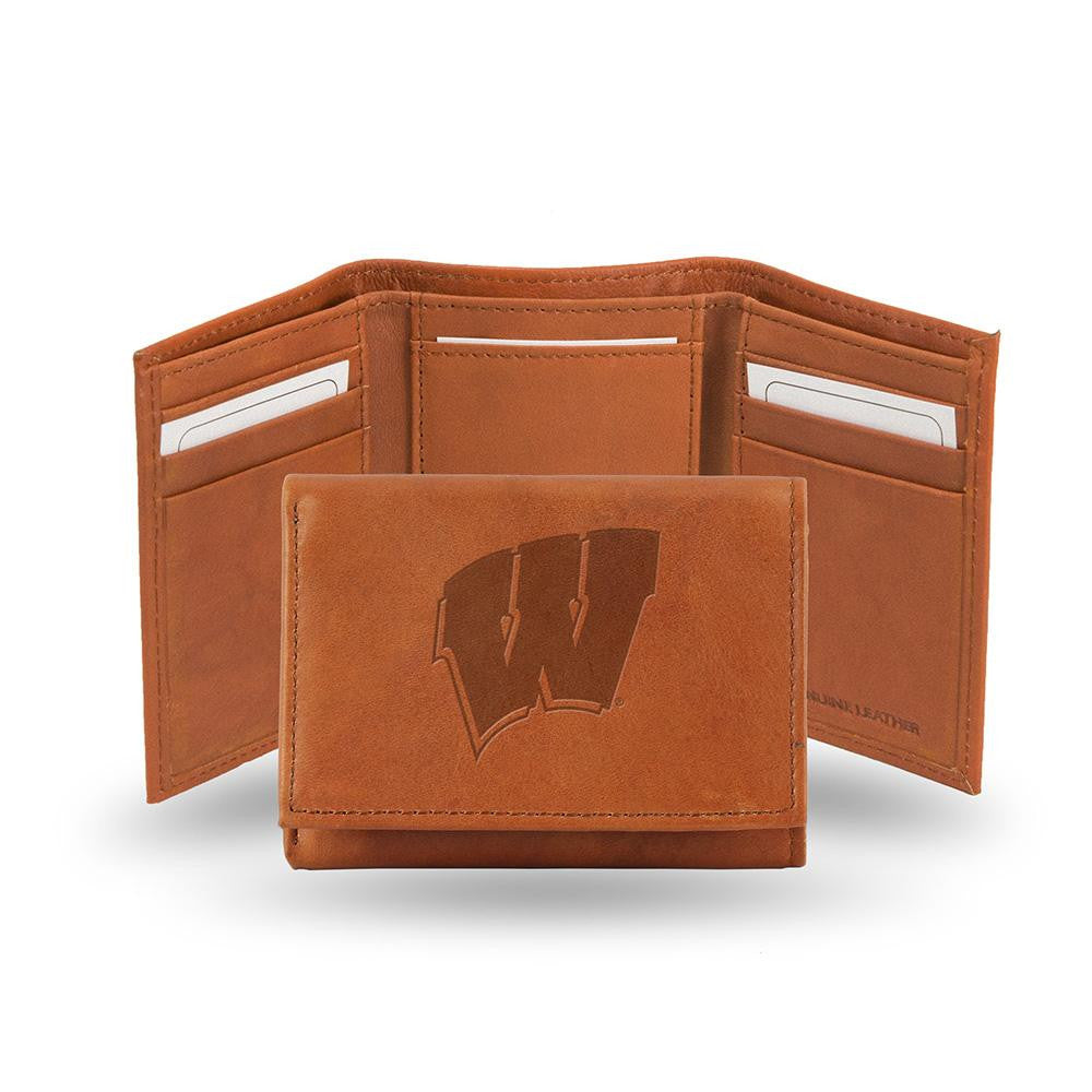 Wisconsin Badgers  Tri-Fold Wallet (Pecan Cowhide)
