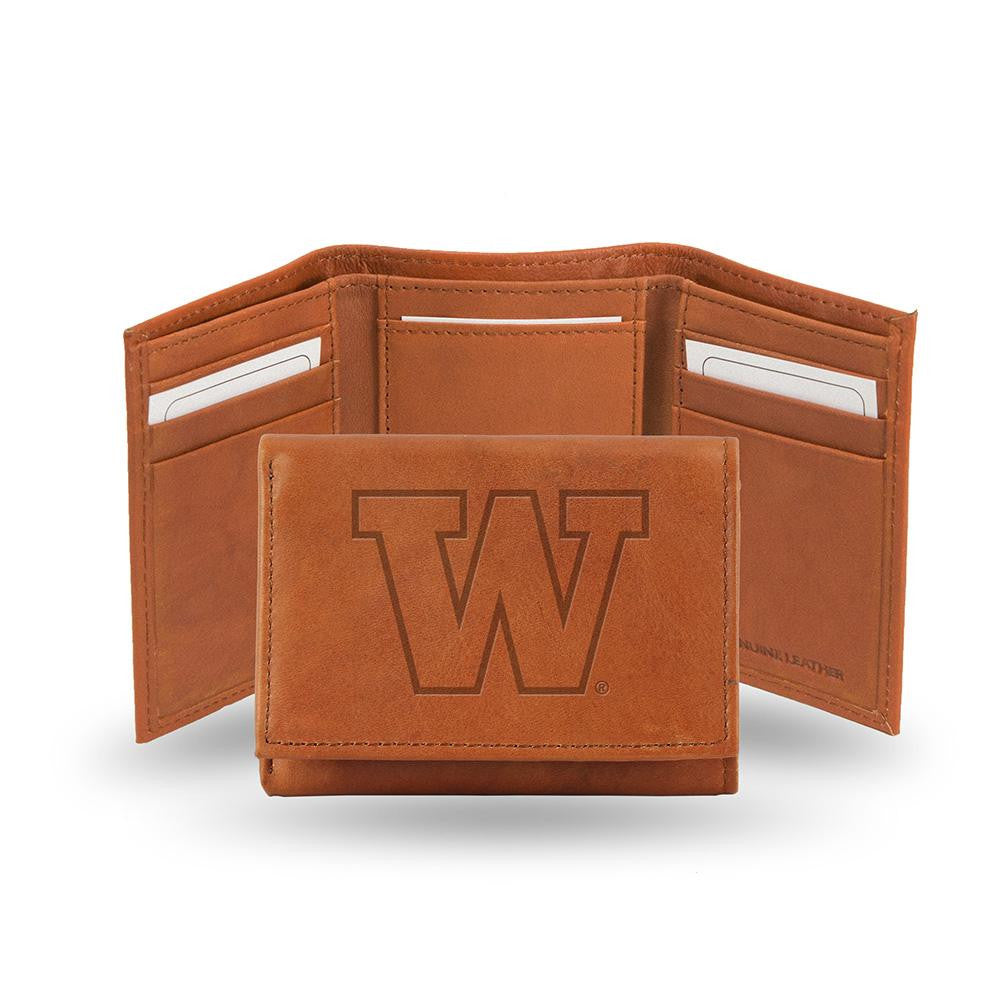 Washington Huskies  Tri-Fold Wallet (Pecan Cowhide)