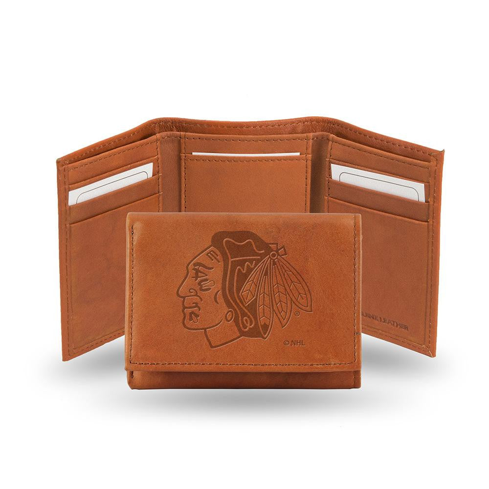Chicago Blackhawks  Tri-Fold Wallet (Pecan Cowhide)