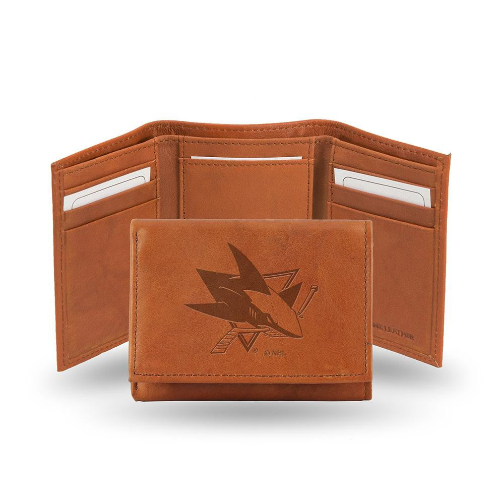 San Jose Sharks  Tri-Fold Wallet (Pecan Cowhide)