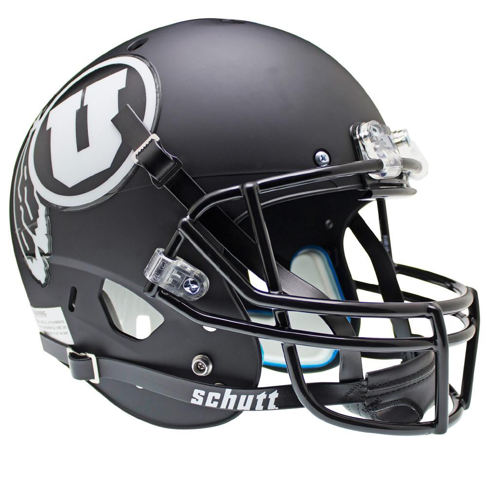 Utah Utes NCAA Replica Air XP Full Size Helmet (Alternate Black w-White Decals 2)