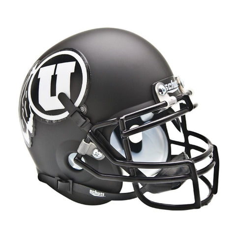 Utah Utes NCAA Authentic Mini 1-4 Size Helmet (Alternate Black w-White Decals 2)