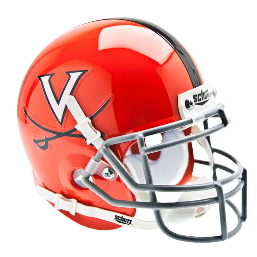 Virginia Cavaliers NCAA Authentic Mini 1-4 Size Helmet (Alternate Orange w-Gray Guard 2)