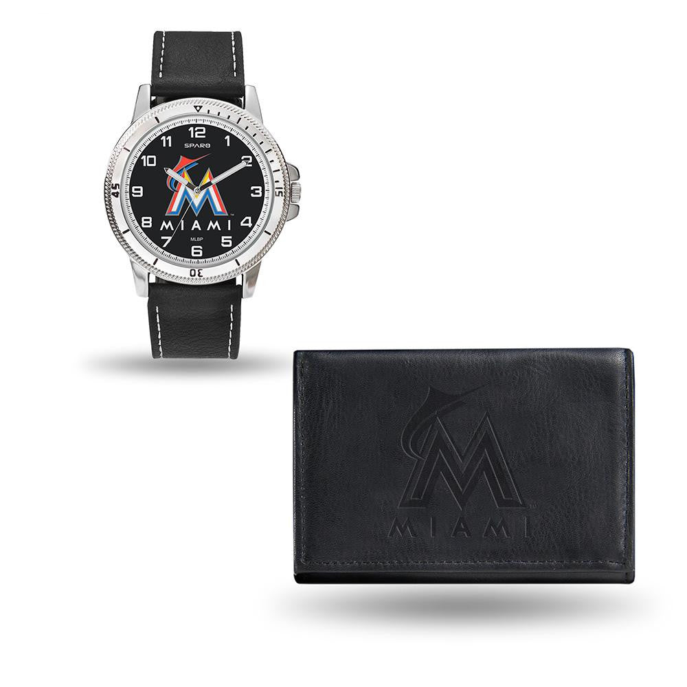 Miami Marlins MLB Watch and Wallet Set (Chicago Watch)