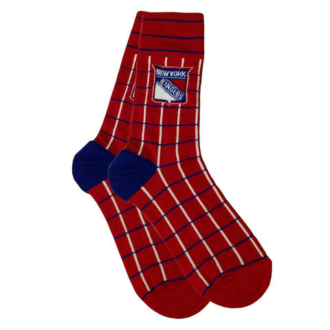 New York Rangers NHL Stylish Socks Red Plaid (1 Pair) (S-M)