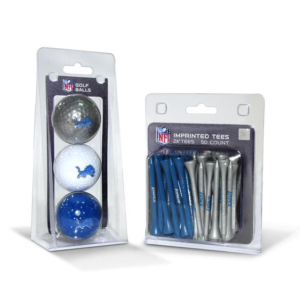 Detroit Lions NFL 3 Ball Pack and 50 Tee Pack
