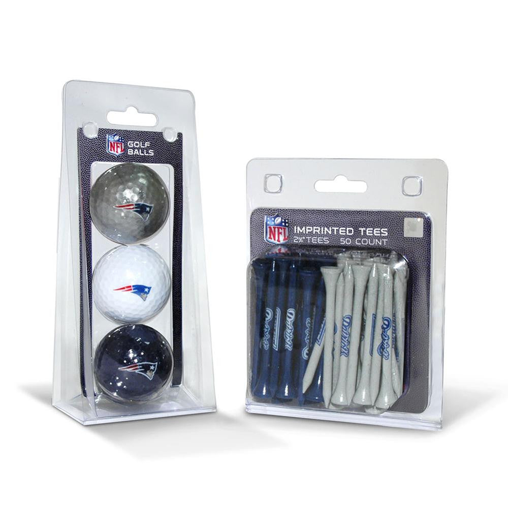 New England Patriots NFL 3 Ball Pack and 50 Tee Pack