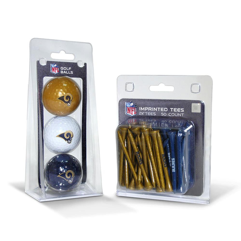 Los Angeles Rams NFL 3 Ball Pack and 50 Tee Pack