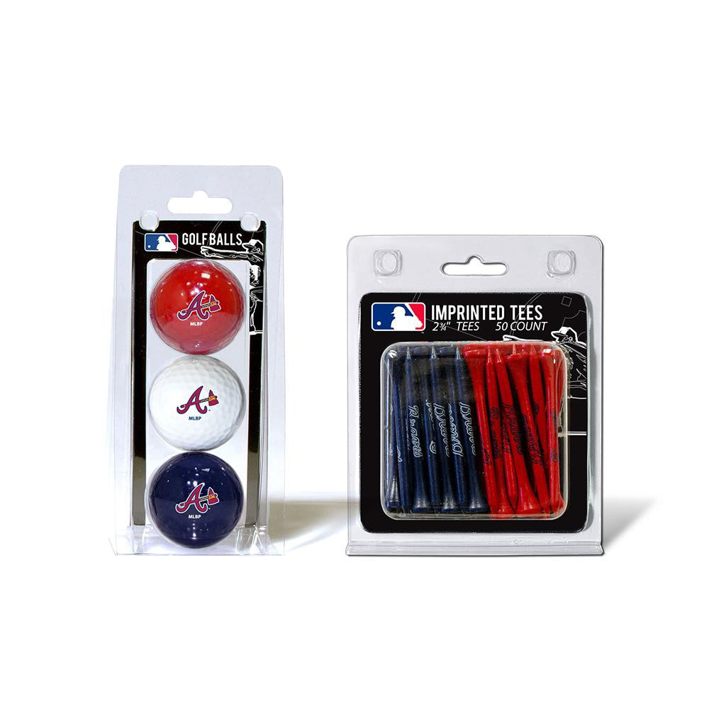 Atlanta Braves MLB 3 Ball Pack and 50 Tee Pack