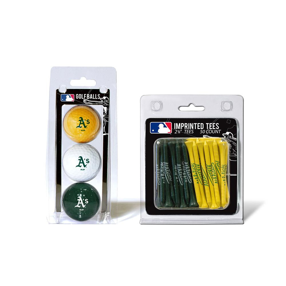 Oakland Athletics MLB 3 Ball Pack and 50 Tee Pack
