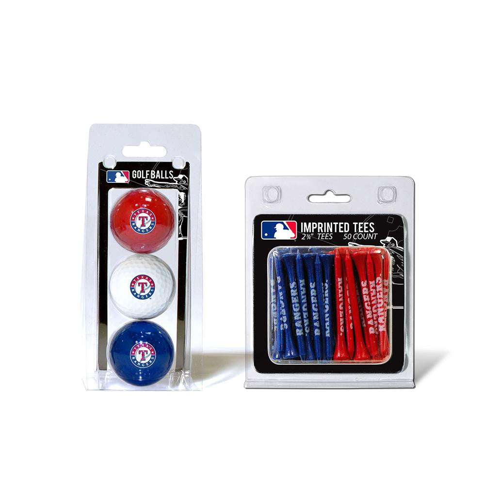 Texas Rangers MLB 3 Ball Pack and 50 Tee Pack