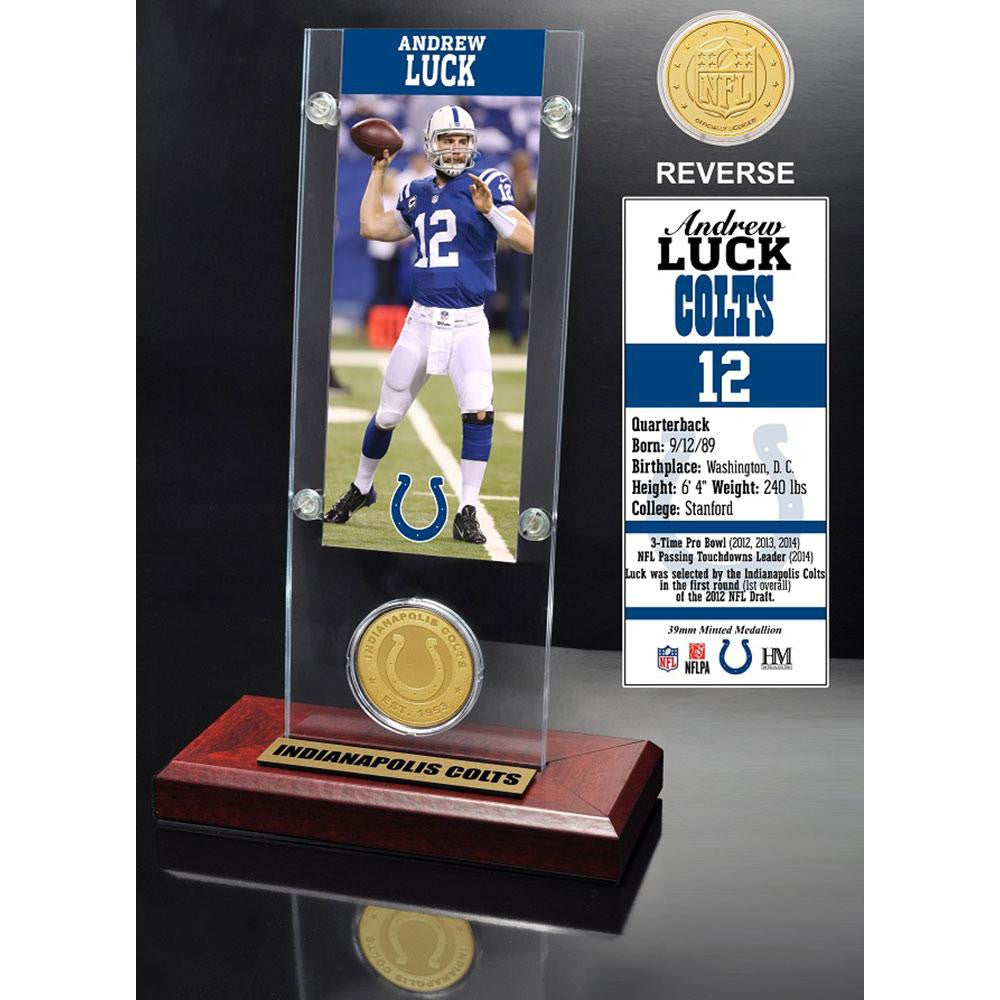 Andrew Luck Ticket & Bronze Coin Acrylic Desk Top