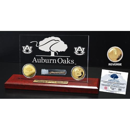 Auburn Oaks Authentic Oak 6inx9in Etched Acrylic Gold Coin Desk Top