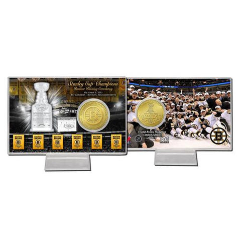 Boston Bruins Six Time Stanley Cup Champions Bronze Coin Card