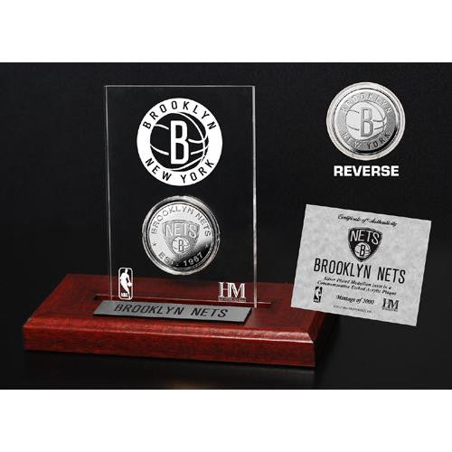 Brooklyn Nets Silver Coin Etched Acrylic