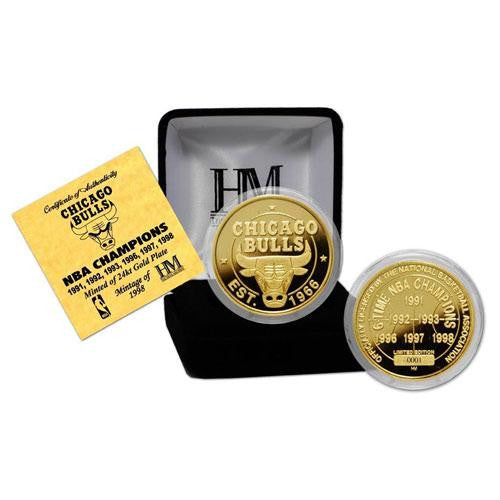 Chicago Bulls 6 Time Champions 24KT Gold Coin